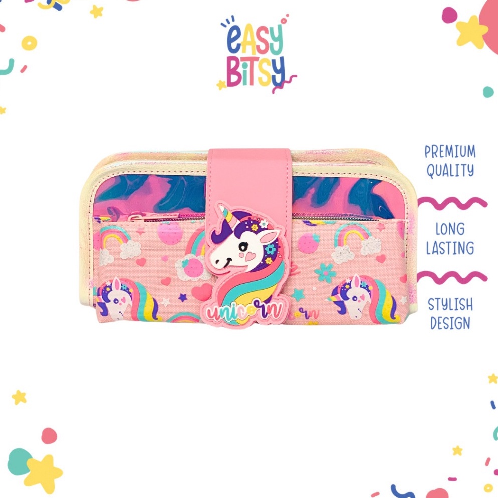 

KODE I6B Easybitsy Tempat Pensil 3 Lipat Pensil Case Anak Perempuan TKSD Unicorn Mermaid Woody