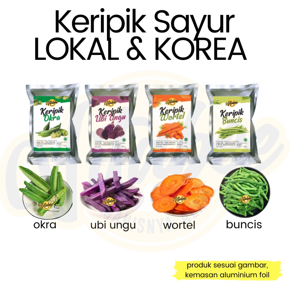 

MURRRMERRR Vitabee Keripik Kripik Sayur Lokal dan Korea Wortel Okra Labu Buncis Jamur Oleh2 Khas Malang