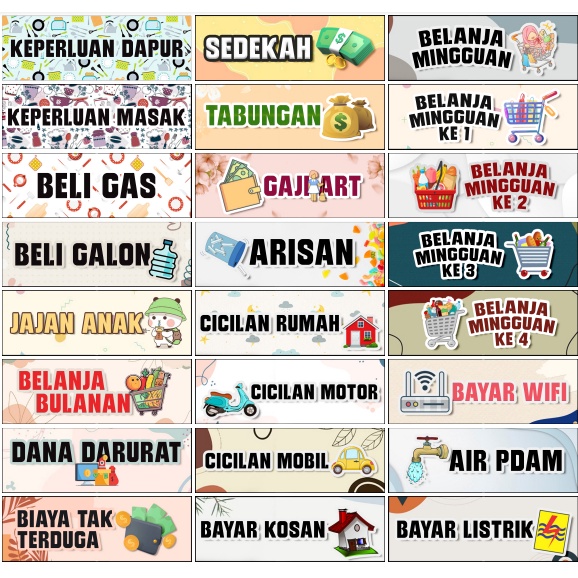 

DISKON AZAHRA STIKER DOMPET BUDGETING KERTAS TANGGALAN 131 STIKER DOMPET KEUANGAN