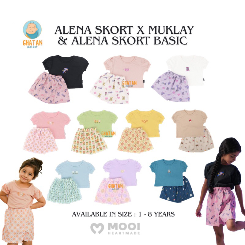 Mooi Alena X Muklay & Alena Skort Setelan Anak Perempuan