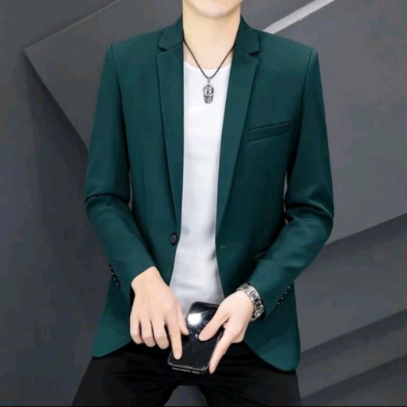 Jas Hijau Botol~Blazer pri Slim Fit Casual