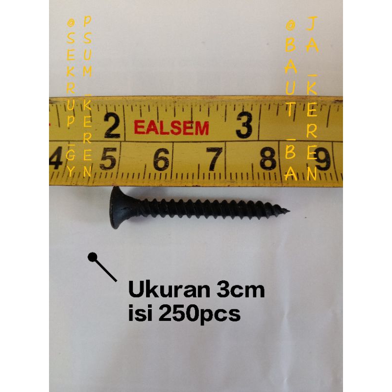 sekrup gypsum 3cm isi 250pcs