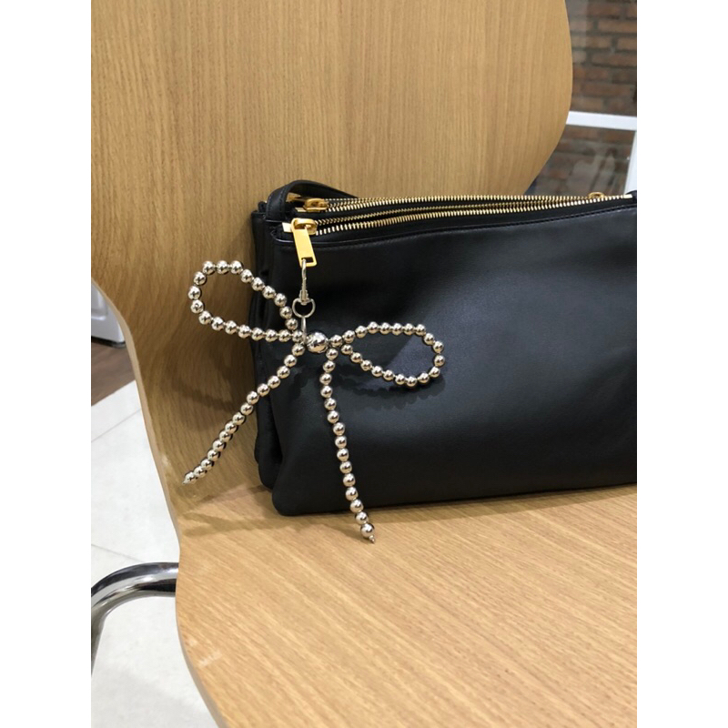 [alula] Key Chain Bag Charm Silver Bow Pita