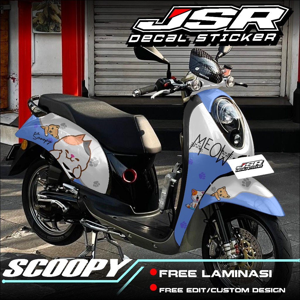 DECAL SCOOPY OLD, SCOOPY KARBU 2010 - 2013, STICKER FULL BODY SCOOPY MOTIF KUCING LUCU