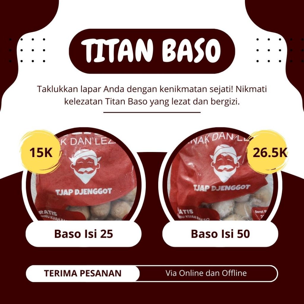 

Titan Baso Cap Jenggot plus Bumbu Kuah Bakso (Tahan Suhu Ruangan 3hari)