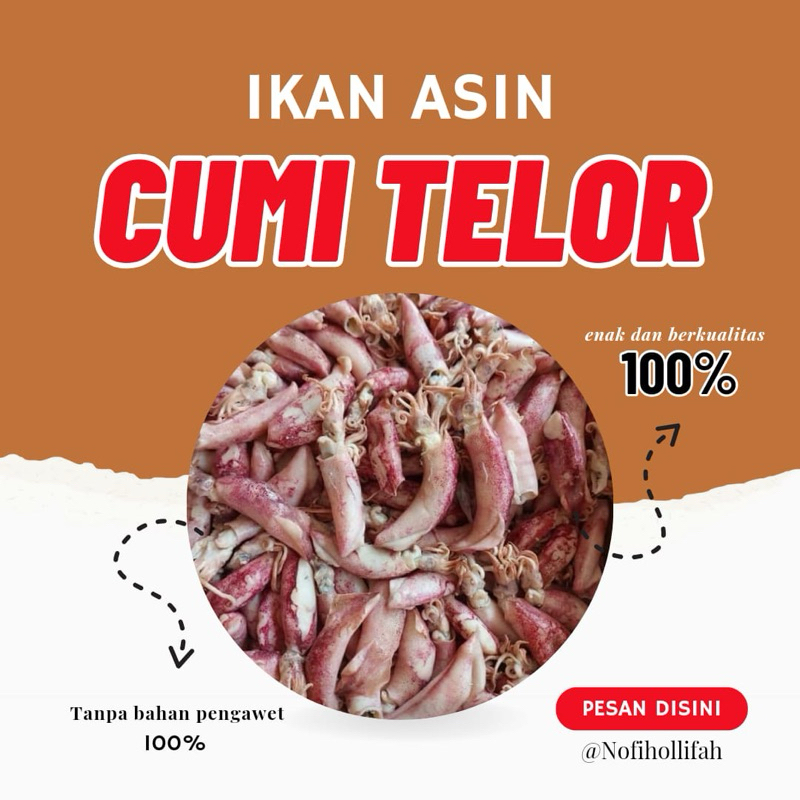 

cumi telor kering ukuran 2-3-4 cm ;500gram