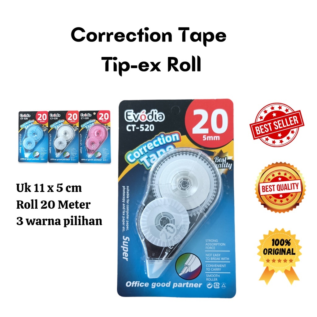 

EVODIA Pita Koreksi Besar / Tip-Ex / Correction Tape CT-520 - CORRECTION TAPE EVODIA CT 520