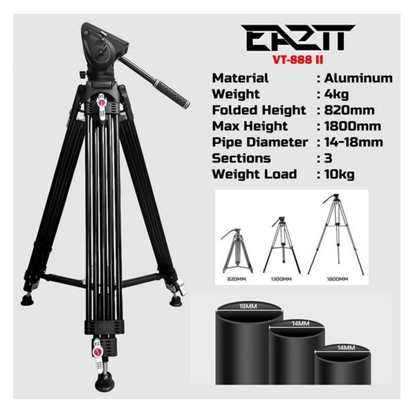 TRIPOD VIDEO PROFESSIONAL EA2TT VT-888II VT888II VT888 II