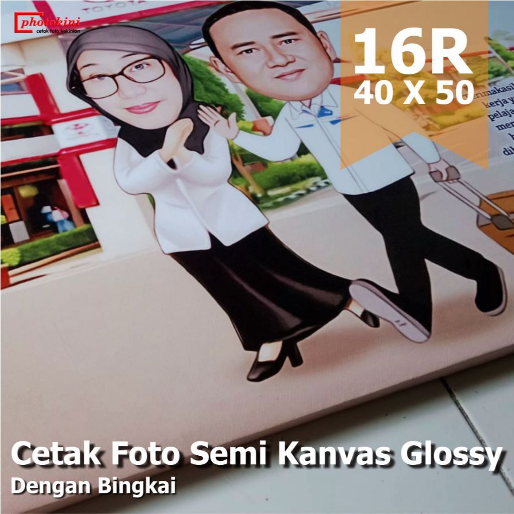 Cetak Foto Photo Semi Kanvas Canvas Glossy 16R Dengan Bingkai