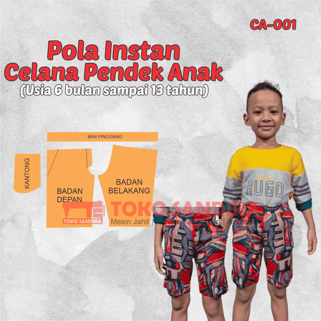 pola celana/pola instan celana pendek anak/pola celana pendek/pola instan celana anak balita/pola in
