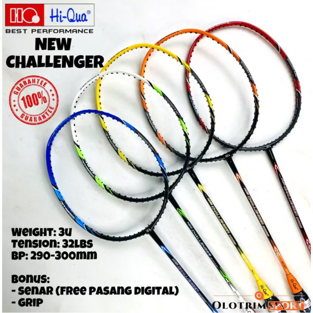 [Free Pasang Senar] Raket Badminton HiQua New Challenger 5000, 6000, 7000, 8000, 9000 Hi Qua Hi-Qua