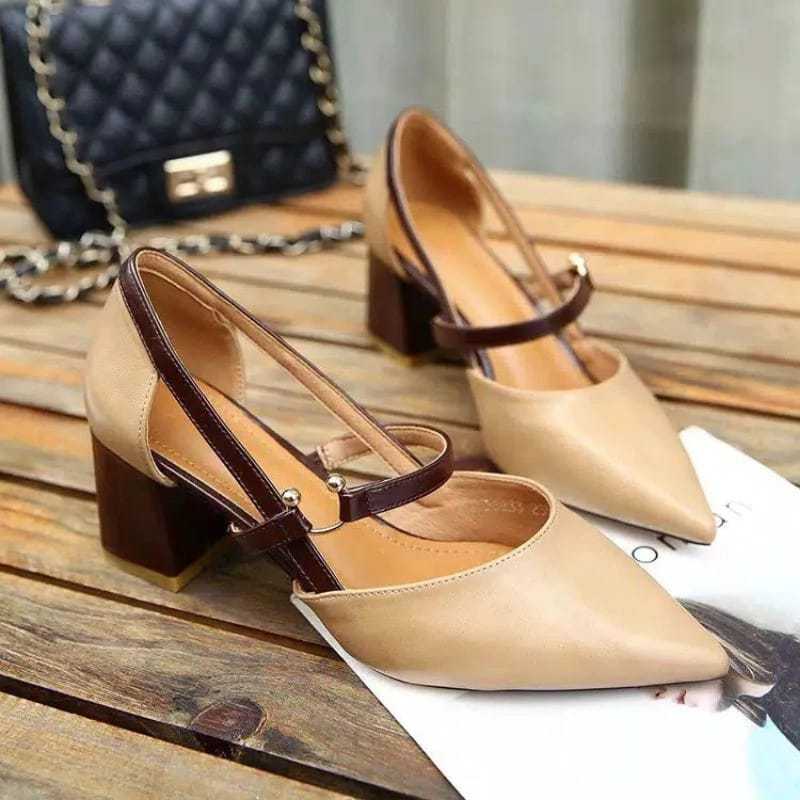 Sepatu Wanita Mangkong Tali Hak 5cm