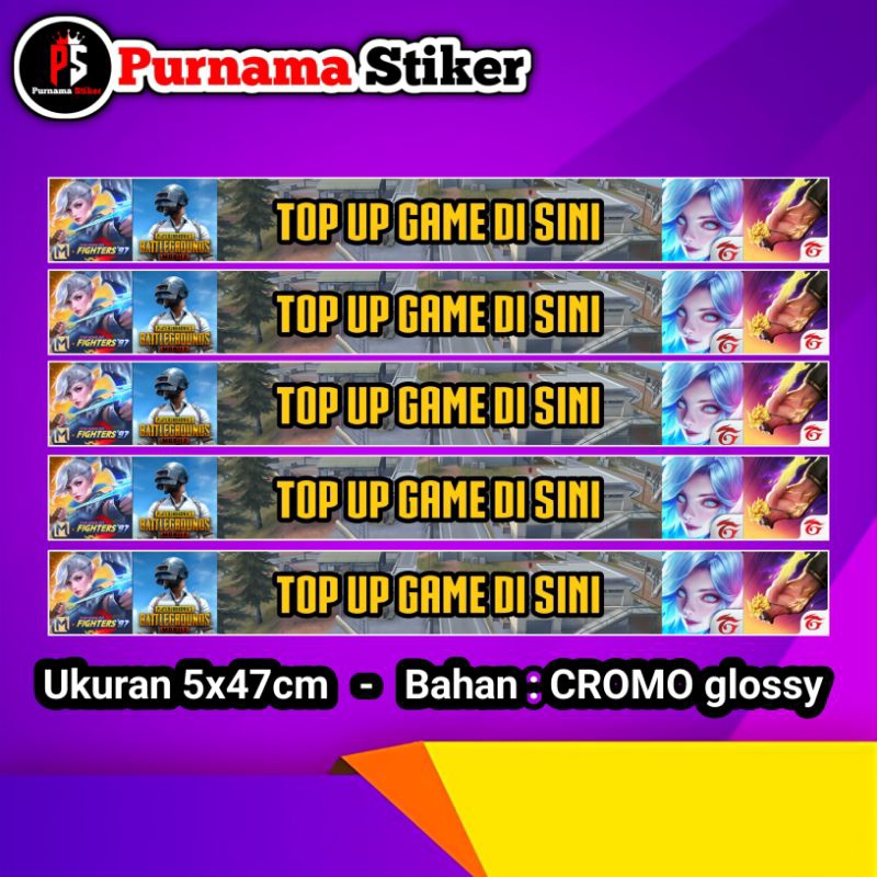 

( 6 PCS ) Stiker etalase konter/toko game bahan cromo ukuran 5x47cm
