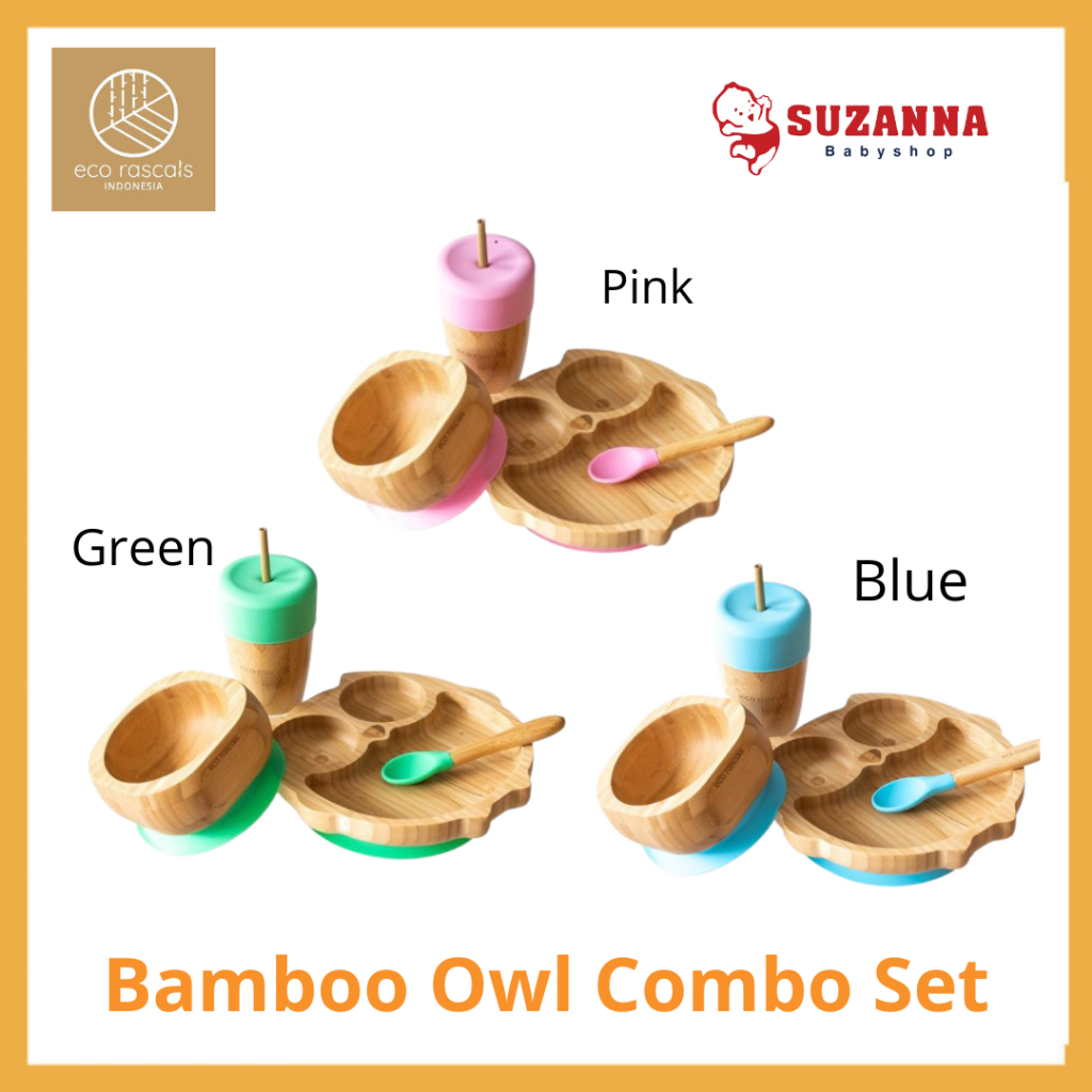 Eco Rascals Bamboo Owl Combo Set - Piring Makan Anak