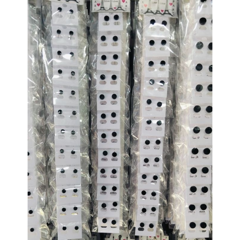 GROSIR 12PASANG ANTING TINDIK/ANTING BOY HITAM ANTING PRIA WANITA