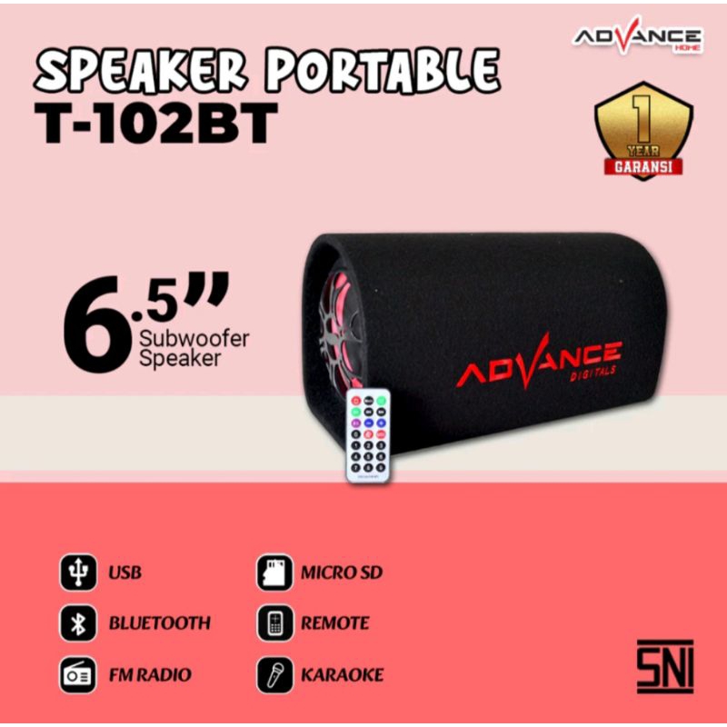 speaker advance bluetooth t-102bt subwoofer speaker 6.5 inc