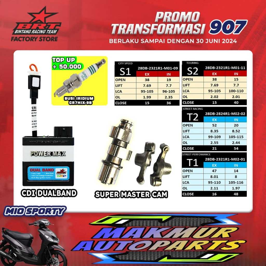 Paket CDI DUALBAND BRT +MASTER CAM BRT  Mio Smile/MIO SPORTY / MIO 5TL / NOUVO/Mio Soul - BINTANG RA