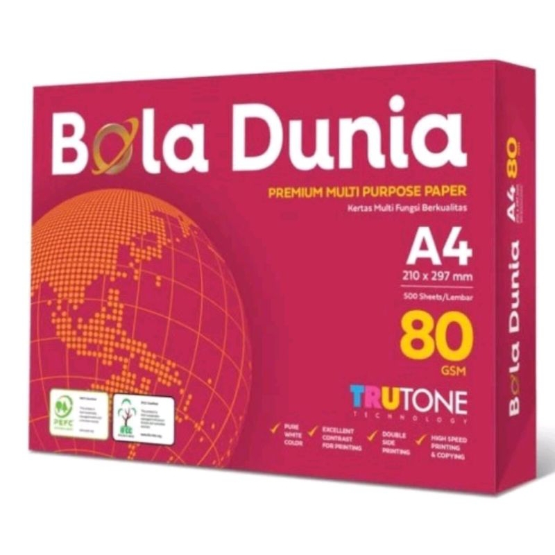 

Kertas hvs A4 80 gr Bola dunia