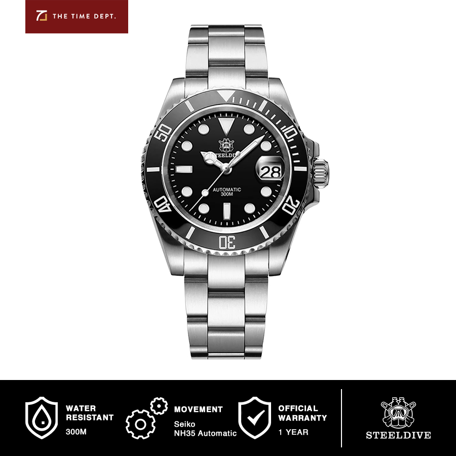 STEELDIVE SD1953 Submarine Automatic 200m Mesin Seiko NH35 Automatic Original Jam Tangan Pria Diver