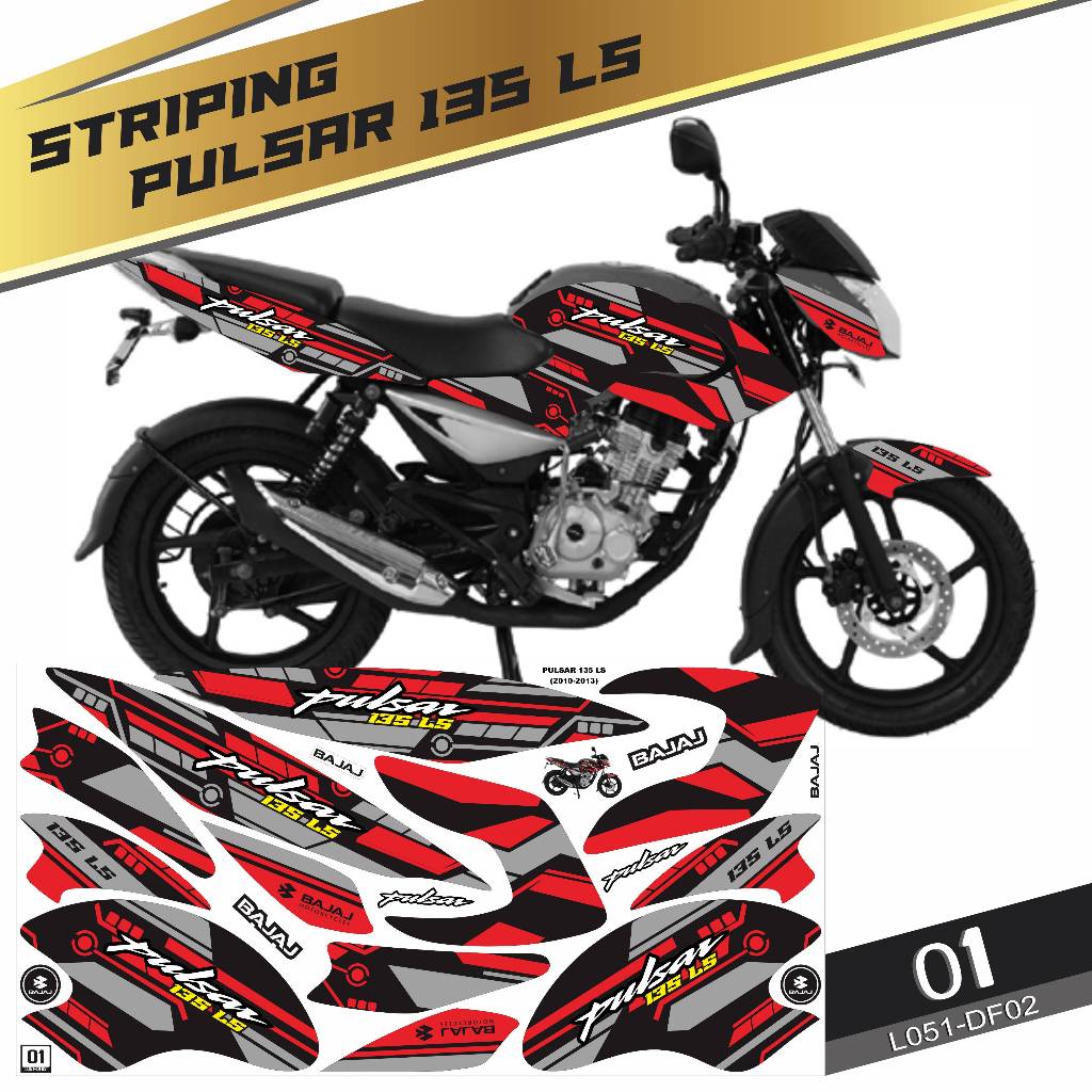Stiker striping Decal Bajaj Pulsar 135 LS 2010-2012 Semifullbody Variasi DF02