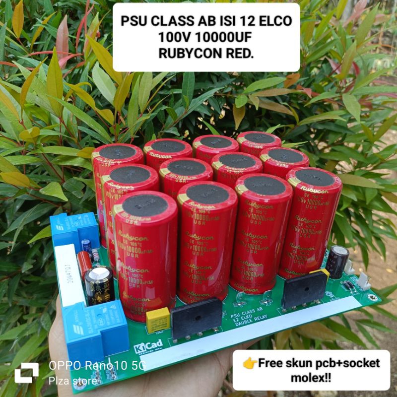 Psu isi 12 elco 100v 10000uf Rubycon Red+Softstart+Tegangan simetris Psu power amplifier class AB pc