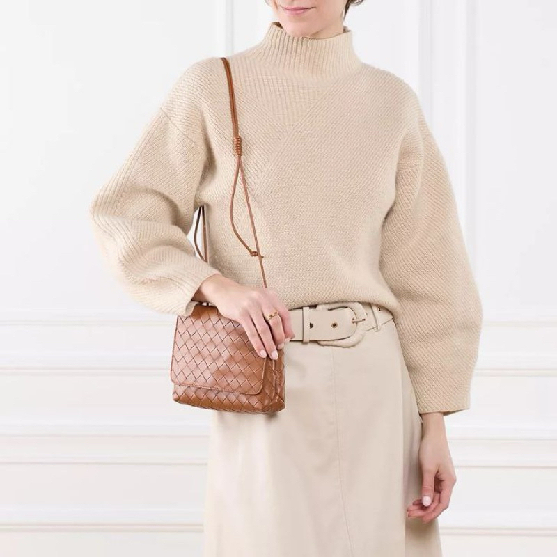 Original Bottega Veneta BV Mini Intrecciato Crossbody Bag in Lambskin Leather