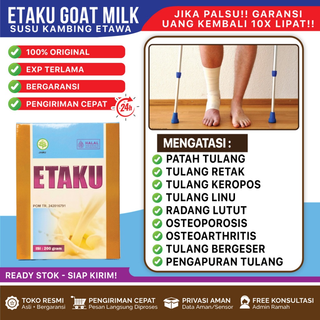 

Susu Patah Tulang Tulang Retak Tulang Keropos Pengapuran Tulang - Susu Kambing Etaku Goat Milk Tingkatkan Kepadatan & Kesehatan Tulang Sendi