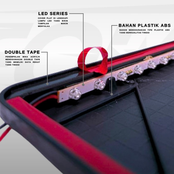 Dudukan /Tatakan plat Nomor Mobil Bahan akrilik lampu LED