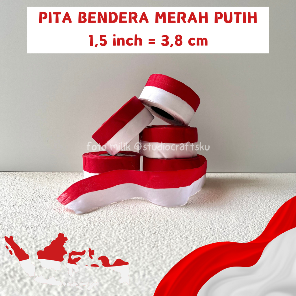 

Pita Merah Putih Pita Bendera 1,5 INCH = 3,8 CM | Pita Bendera 1,5" Pita Merah Putih 1,5in Pita Kain Merah Putih