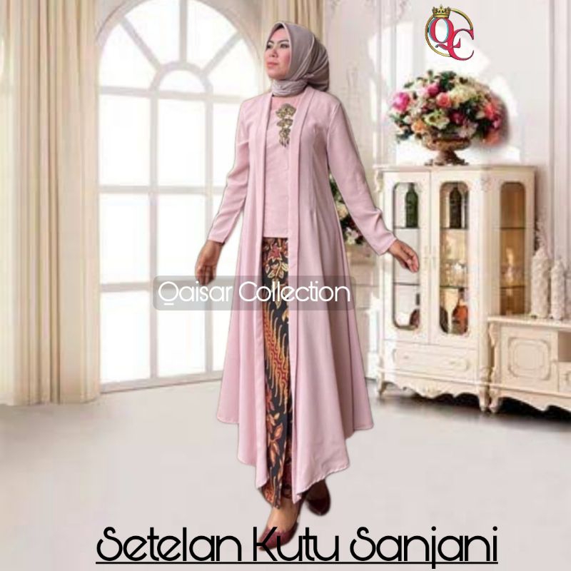 QAISAR Set Kutu Sanjani Original Terbaru KEBAYA KUTU BARU PANJANG MODERN Kebaya Modern Fashion Musli