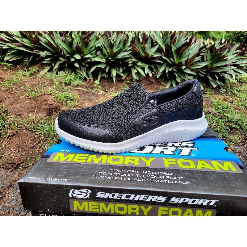 sepatu kerja pria skechers original hitam