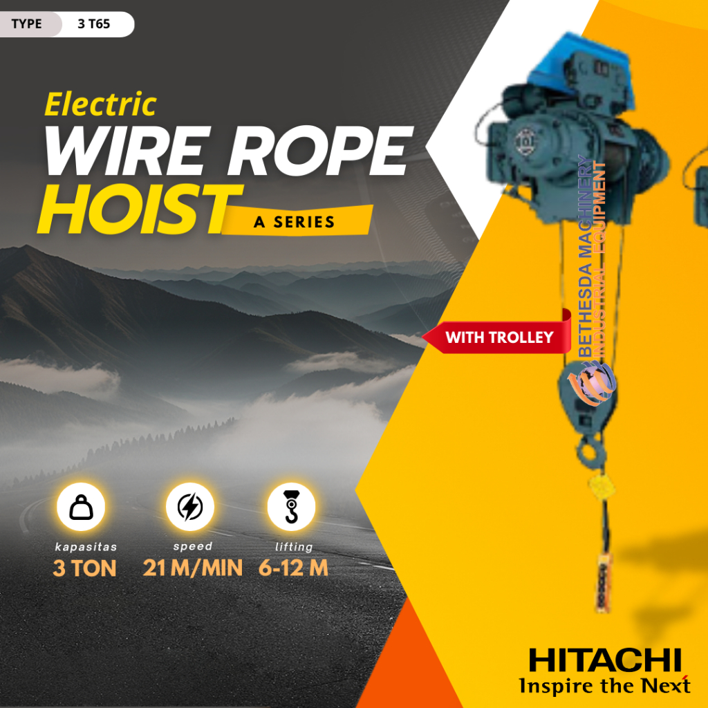 Hoist Wire Rope + troli Hitachi 3 ton 3 T65