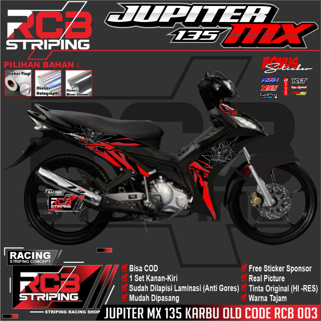 STRIPING VARIASI JUPITER MX 135 OLD  KARBU / STICKER LIST VARIASI JUPITER MX OLD 135 KARBU OLD RCB 0