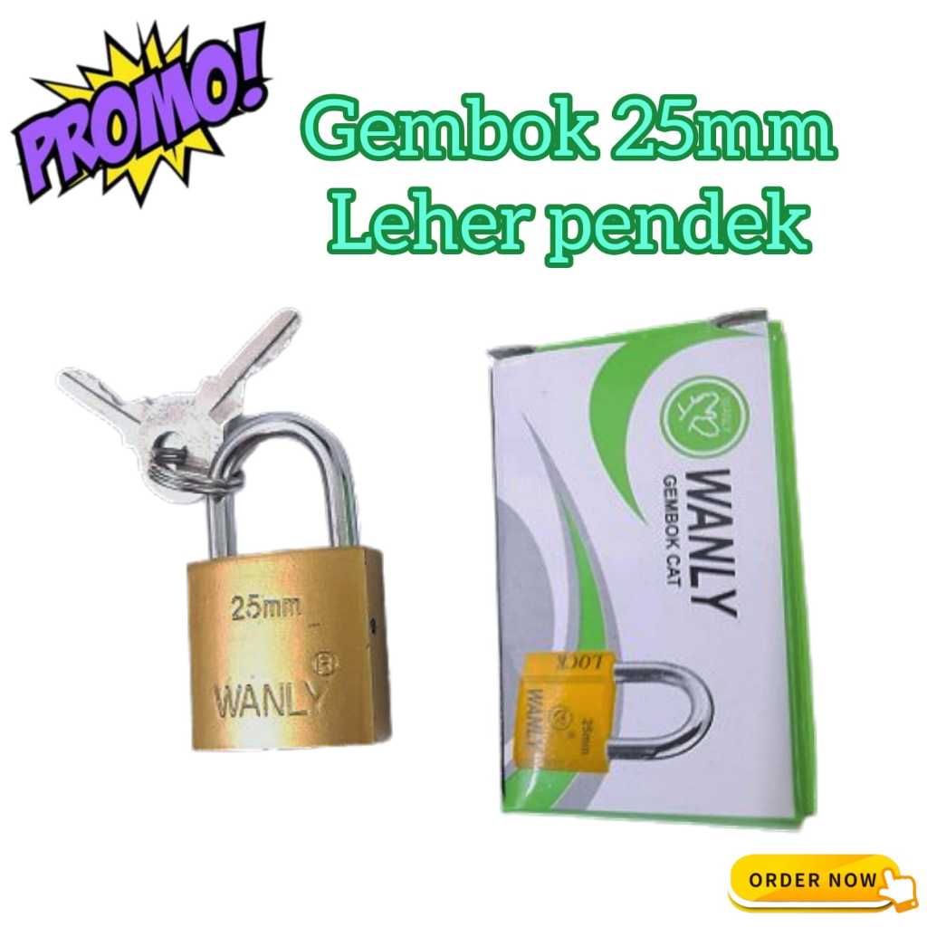 Gembok Koper Tas Lemari Kecil 25mm Kuning Besi Pintu Pagar Rumah Anti Karat Maling Gembok Travel