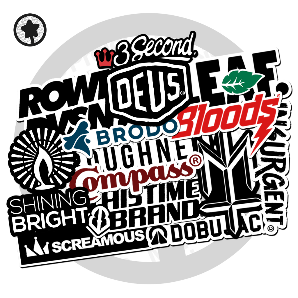 

STICKER PACK LOGO BRAND DISTRO LOKAL HYPEBEAST AESTHETIC | STIKER LAPTOP CASE HP HELM MOTOR [14 PCS]