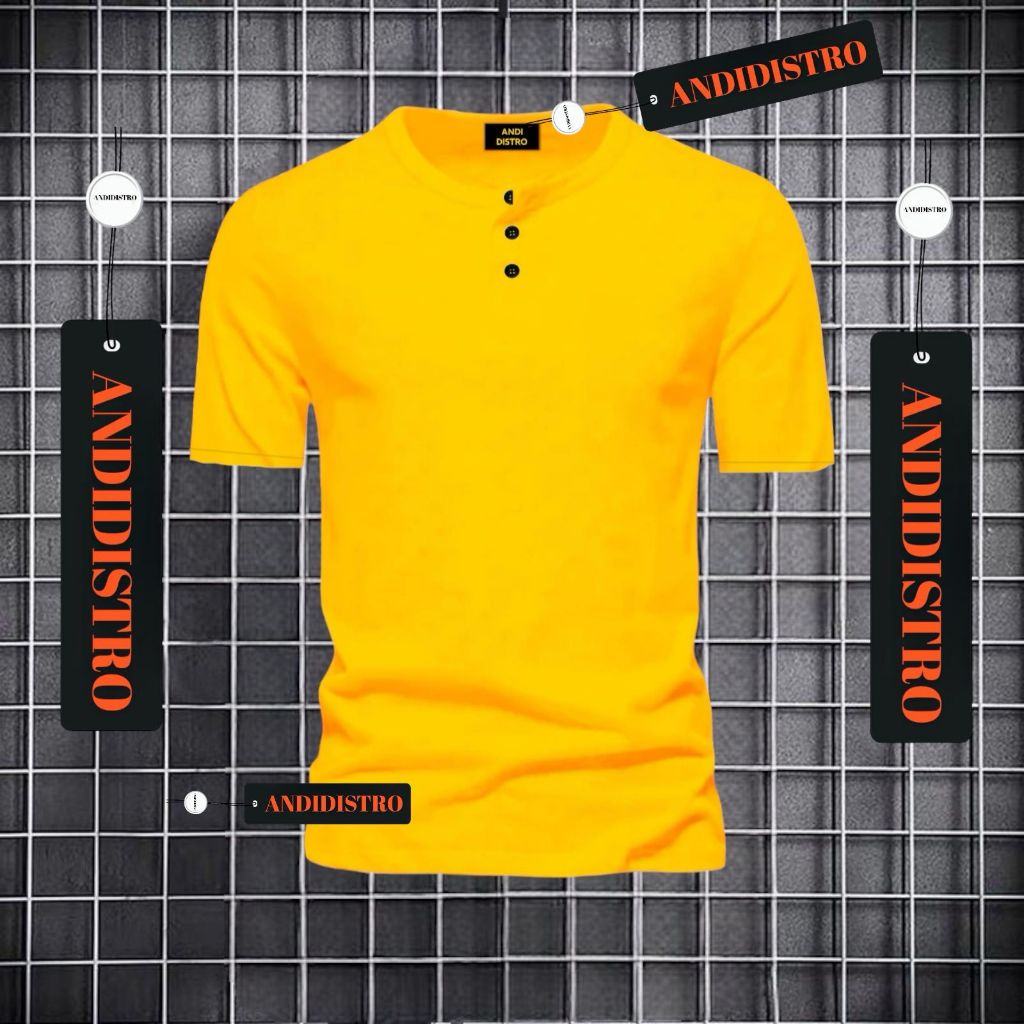 TERMURAH KAOS KANCING 3 DISTRO POLOS/KAOS HENLEY KANCING 3 DISTRO PRIA PREMIUM