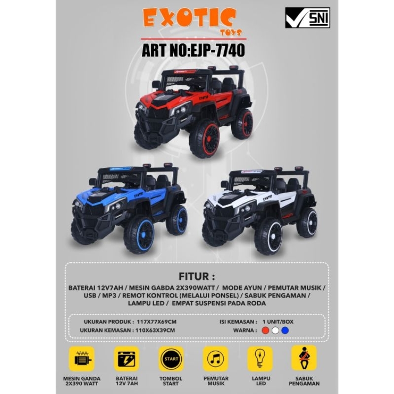 Mainan Anak Mobil Aki Jeep Exotic EJP 7732 EJP7732 EJP-7732 / EJP-7723 EJP7734 EJP 7723 / ejp7740 ej