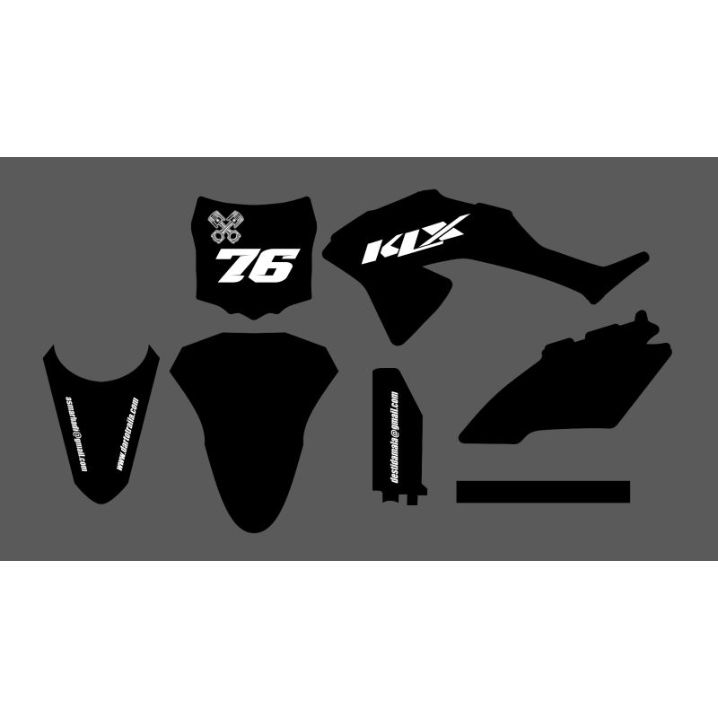 DECAL CRF DTRACKER DECAL GORDON DECAL KLX 150 S, G, L, BF DESAIN CUSTOM HITAM PUTIH
