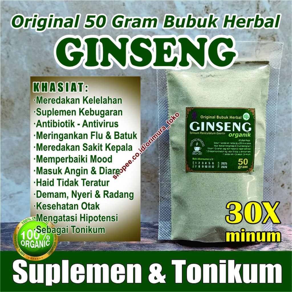 

GINSENG ORGANIK bubuk >> Suplemen & Tonikum <<