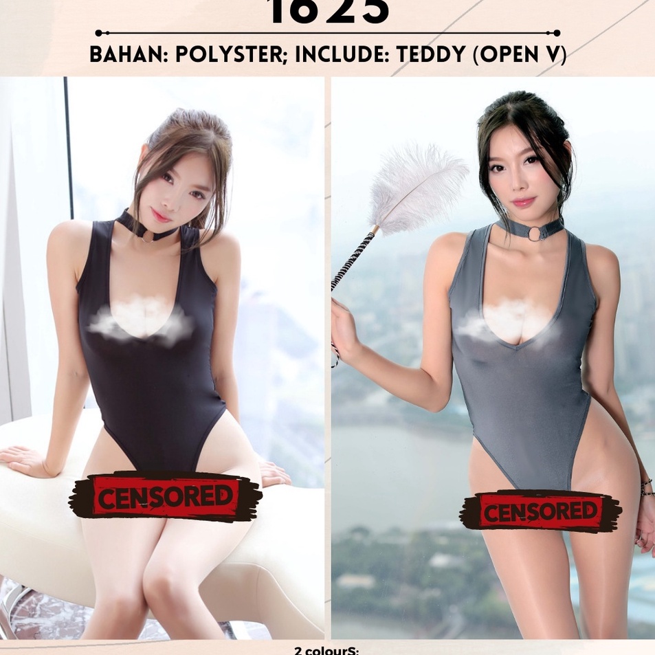 Garansi Mutu  BL1625 Aurora Lingerie Leotard Silky Elastis Bodysuit OPEN V