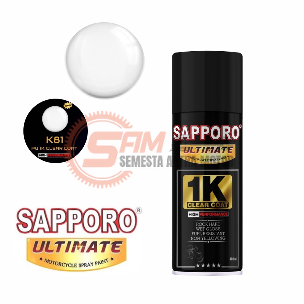 

KODE C8R Pilox Sapporo Ultimate K81 PU 1K Clear Gloss Cat Semprot Pilok Aerosol