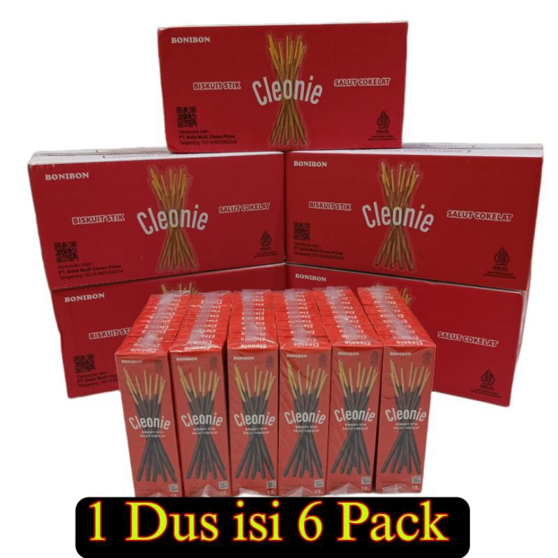 

1 dus isi 6 Pack Biskuit Salut Coklat Cleonie