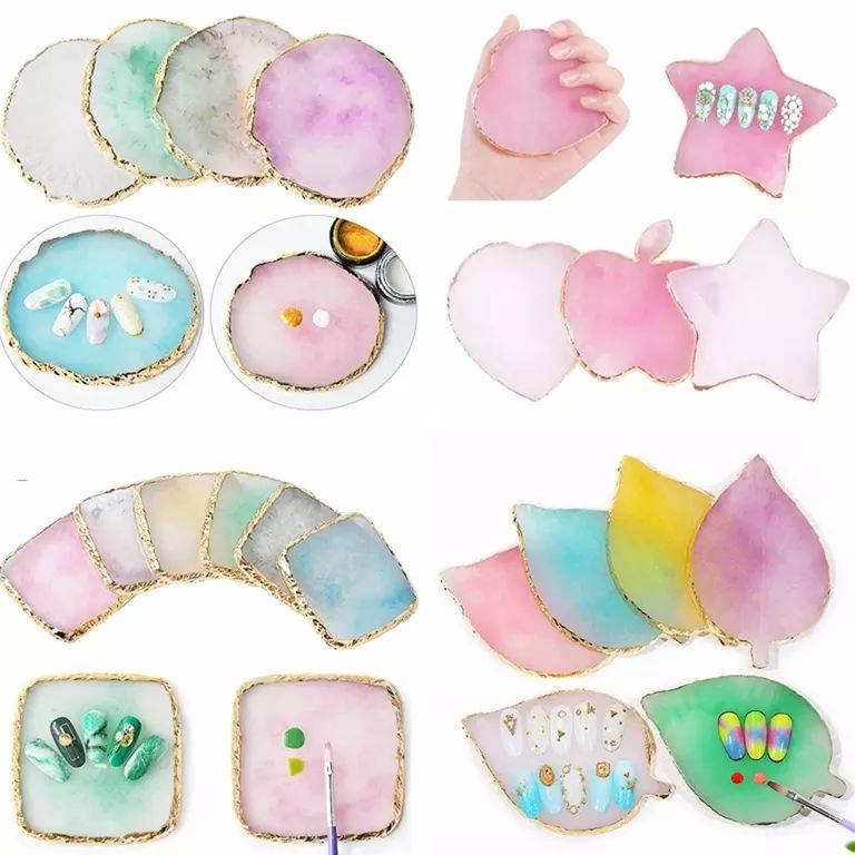 

Palette Display Nail Art Akrilik Untuk Latihan Nail Art Bahan Resin Stone Palet Mixing Holder Color UV Gel Kuku Marble Crystal Painting Mixing Make up Foundation Spatula Tatakan y T8V9