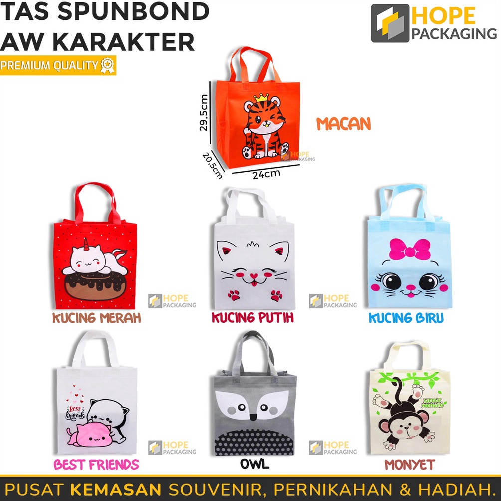 

TERDAHSYAT Tas Spunbond AW Karakter Animal Goodie Bag Bento Tas Souvenir Snack Ultah Anak Goodie Bag Birthday Tas Hadiah Tas Hampers