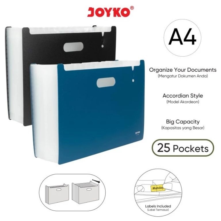 

KODE N54A BESAR Expanding File Map Organizer Joyko EF7A4 25Pockets