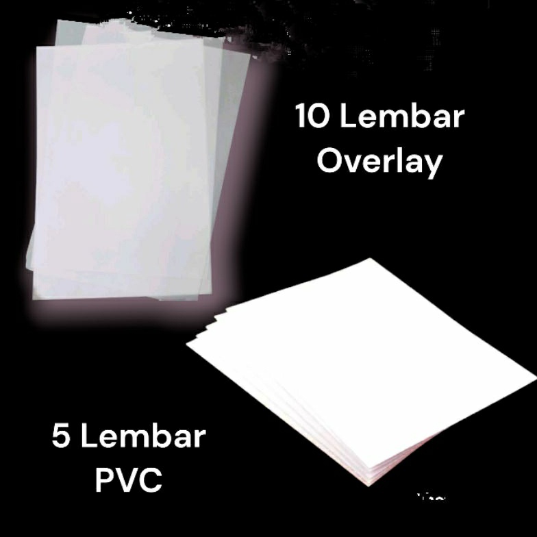 

1 set Bahan PVC ID card Overlay Lapisan tengah ukuran 2x3 cm inkjet isi 5 sheet 5 card x HK7