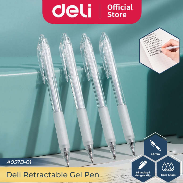 

Deli Retractable Gel Pen Pulpen Cetek 5 mm Isi 12 pcs A57B112PCS k NL7