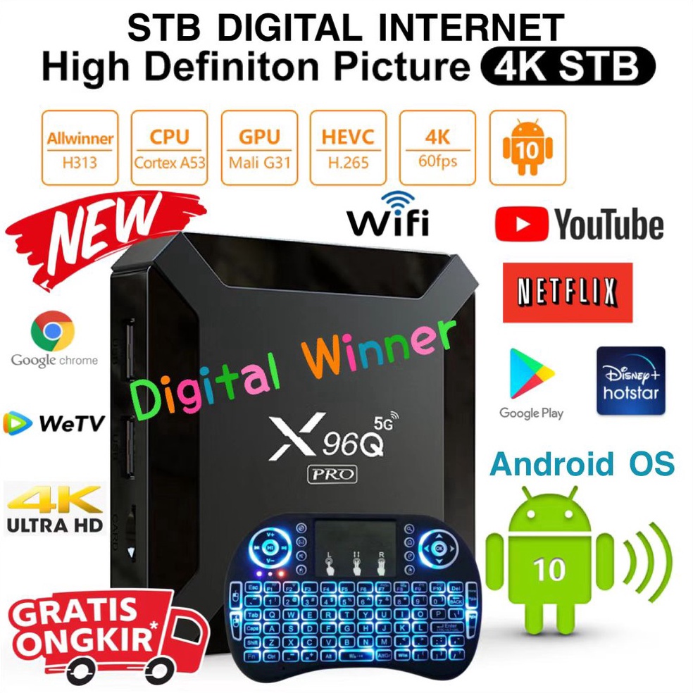 Android TV Box X96Q PRO 5G 4K Ultra HD Smart TV Box Media Player  STB Android TV X96Q PRO 5G  STB DI