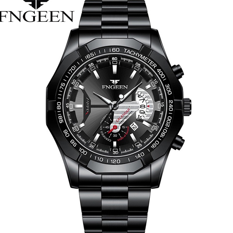 FNGEEN S1 Jam Tangan Pria Luxury Stainless Steel Quartz Original Tahan Air Watch  Kotak Gratis KODE 