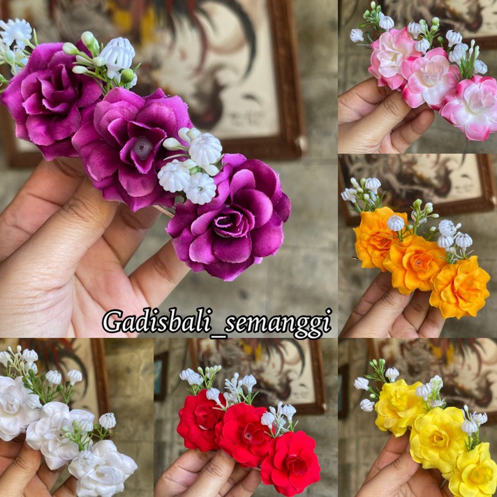 Big Sale semanggi mawar mini sanggul bali karet ulir